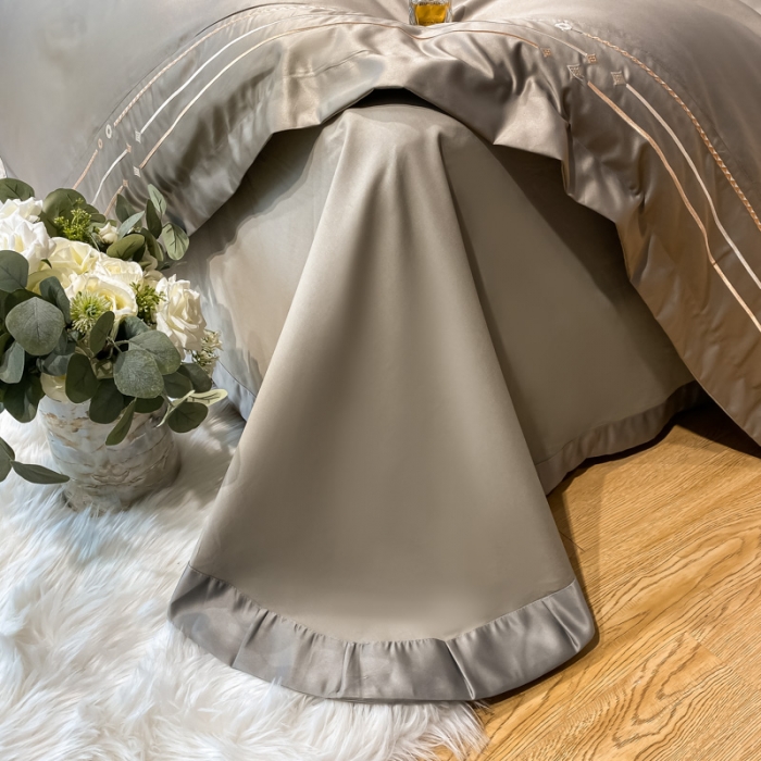 91家纺网 家纺一手货源 找家纺 欧乐蒂 新A版60亲肤水洗真丝B版纯棉四件套 奢雅-高级灰