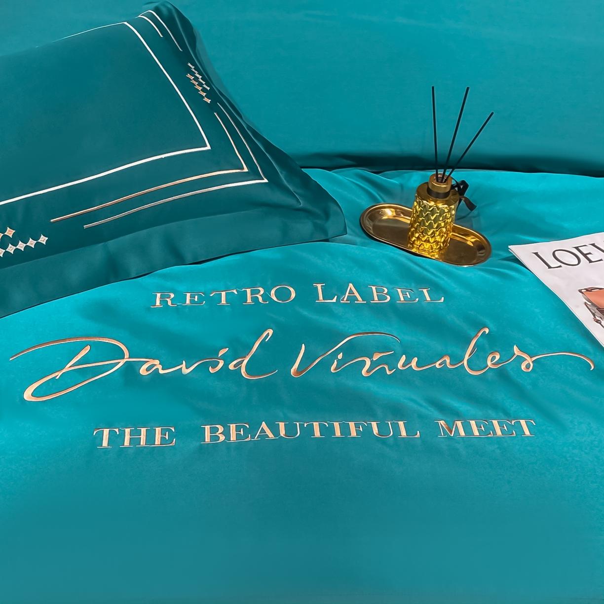 91家纺网 家纺一手货源 找家纺 欧乐蒂 新A版60亲肤水洗真丝B版纯棉四件套 奢雅-墨绿