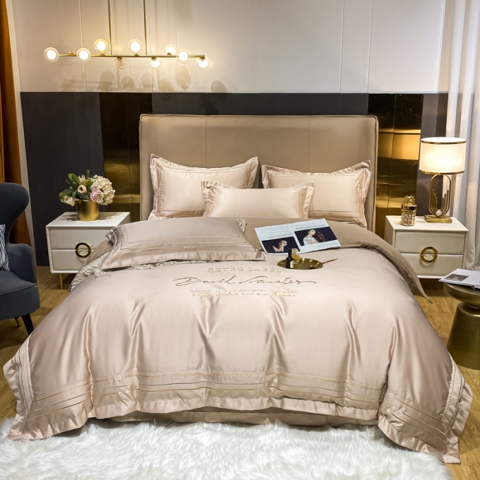 91家纺网 家纺一手货源 找家纺 欧乐蒂 新A版60亲肤水洗真丝B版纯棉四件套 奢雅-香槟