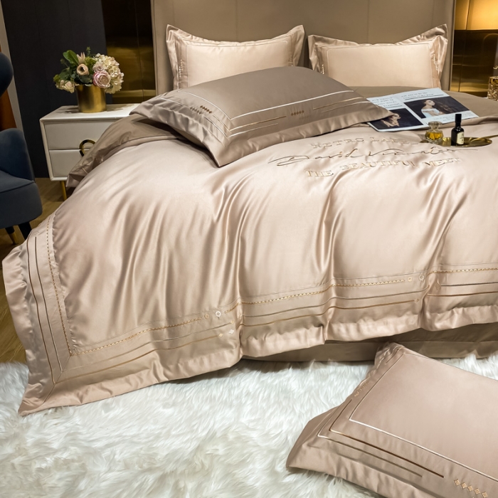 91家纺网 家纺一手货源 找家纺 欧乐蒂 新A版60亲肤水洗真丝B版纯棉四件套 奢雅-香槟