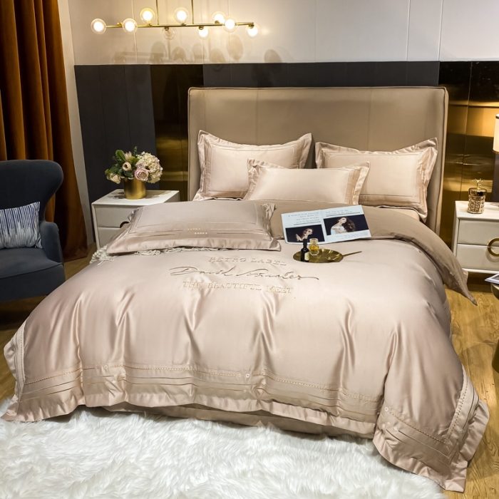 91家纺网 家纺一手货源 找家纺 欧乐蒂 新A版60亲肤水洗真丝B版纯棉四件套 奢雅-香槟