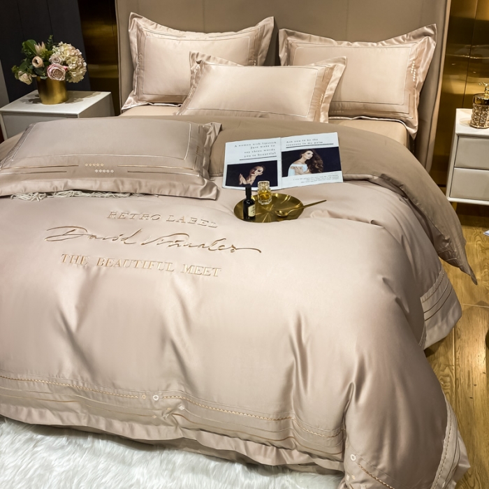 91家纺网 家纺一手货源 找家纺 欧乐蒂 新A版60亲肤水洗真丝B版纯棉四件套 奢雅-香槟