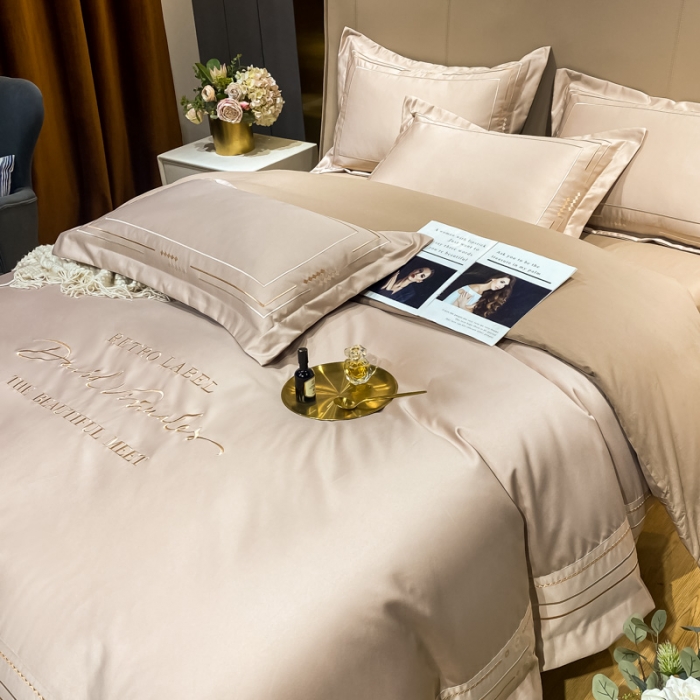 91家纺网 家纺一手货源 找家纺 欧乐蒂 新A版60亲肤水洗真丝B版纯棉四件套 奢雅-香槟