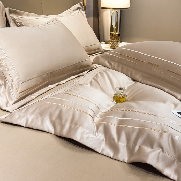 91家纺网 家纺一手货源 找家纺 欧乐蒂 新A版60亲肤水洗真丝B版纯棉四件套 奢雅-香槟