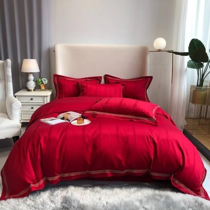 馨蕊 2022春夏新品100支高定系列四件套米娜米娜-温莎红