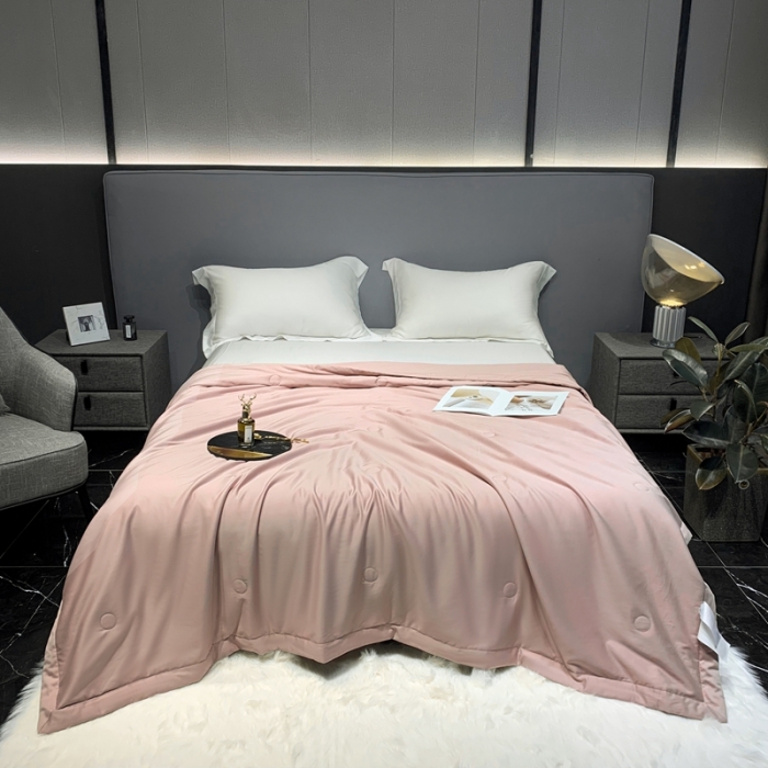 91家纺网 家纺一手货源 找家纺 榻尚家居2023新款TS长绒棉超柔夏被 槟粉