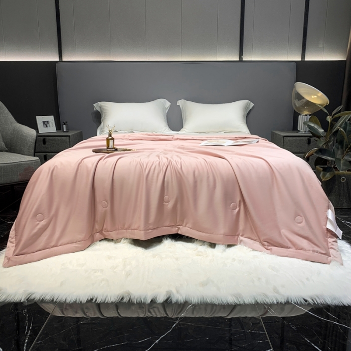 91家纺网 家纺一手货源 找家纺 榻尚家居2023新款TS长绒棉超柔夏被 槟粉