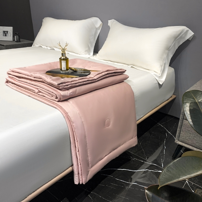 91家纺网 家纺一手货源 找家纺 榻尚家居2023新款TS长绒棉超柔夏被 槟粉