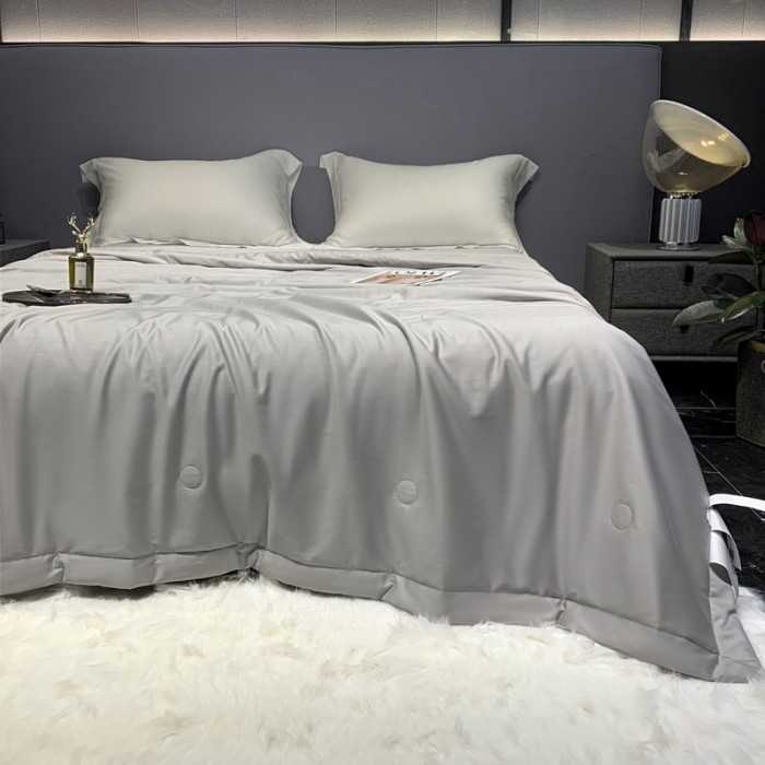 91家纺网 家纺一手货源 找家纺 榻尚家居2023新款TS长绒棉超柔夏被 灰色