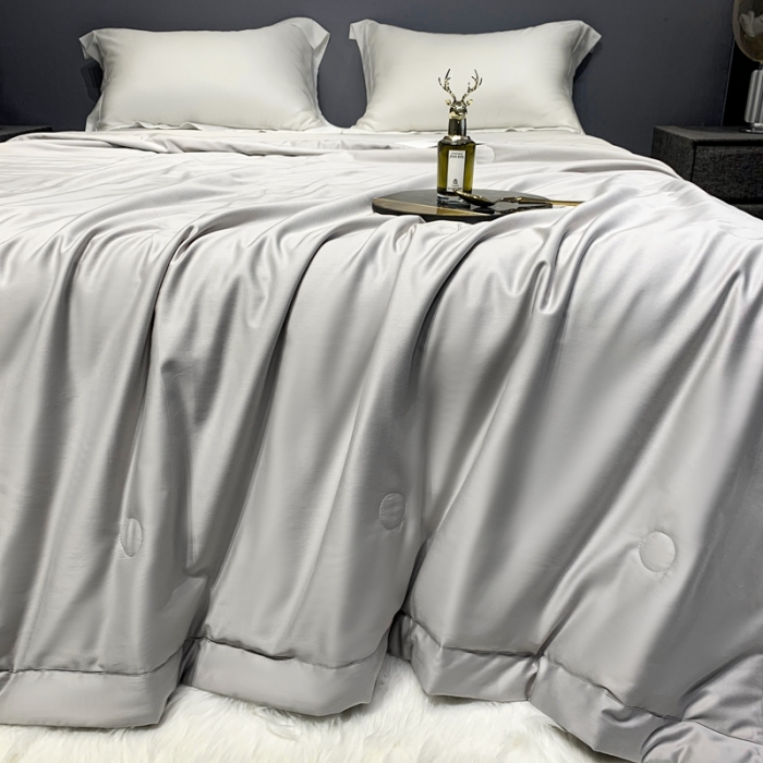 91家纺网 家纺一手货源 找家纺 榻尚家居2023新款TS长绒棉超柔夏被 灰色