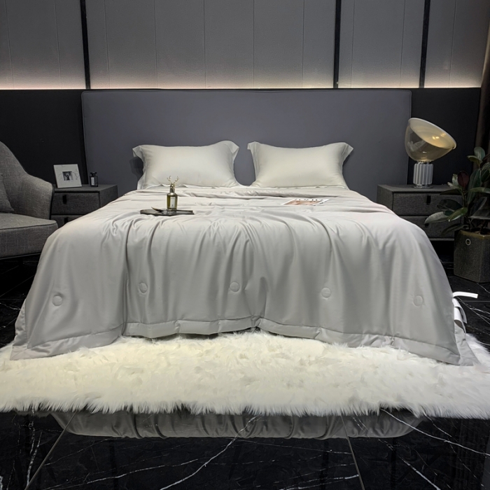 91家纺网 家纺一手货源 找家纺 榻尚家居2023新款TS长绒棉超柔夏被 灰色