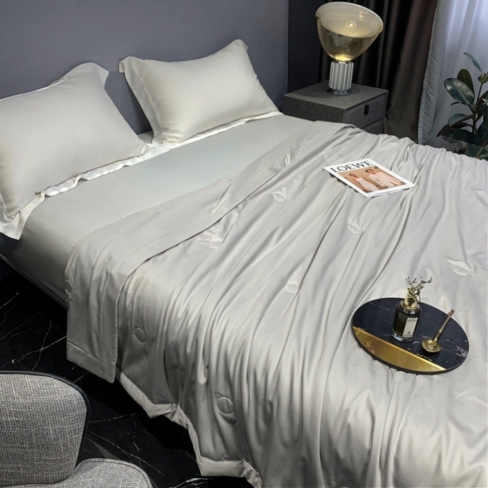 91家纺网 家纺一手货源 找家纺 榻尚家居2023新款TS长绒棉超柔夏被 灰色