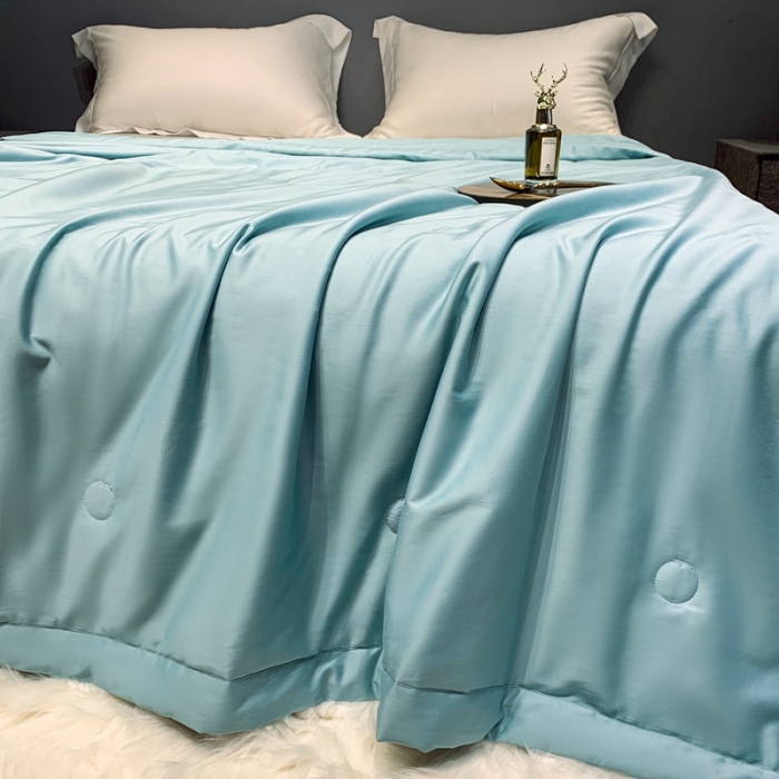 91家纺网 家纺一手货源 找家纺 榻尚家居2023新款TS长绒棉超柔夏被 青绿