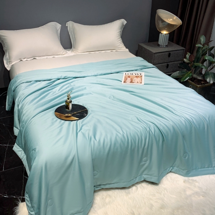 91家纺网 家纺一手货源 找家纺 榻尚家居2023新款TS长绒棉超柔夏被 青绿