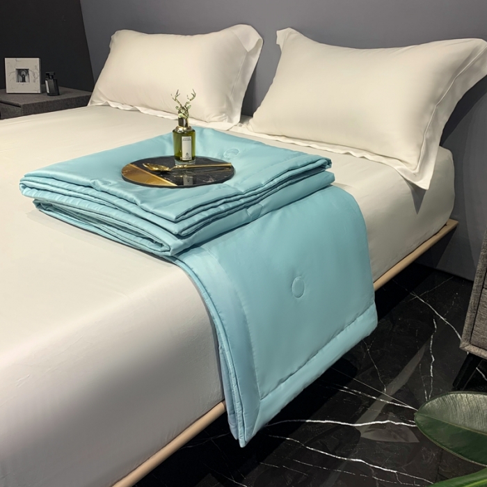 91家纺网 家纺一手货源 找家纺 榻尚家居2023新款TS长绒棉超柔夏被 青绿