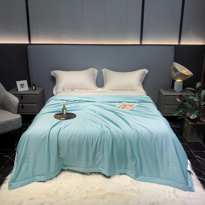 91家纺网 家纺一手货源 找家纺 榻尚家居2023新款TS长绒棉超柔夏被 青绿