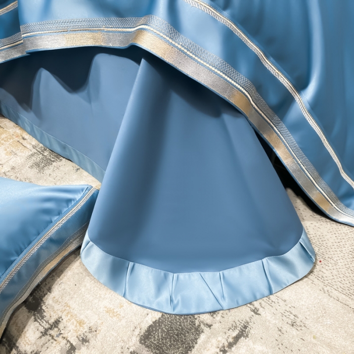 91家纺网 家纺一手货源 找家纺 欧乐蒂 2022新款双面冰丝四件套-典雅 宾利蓝