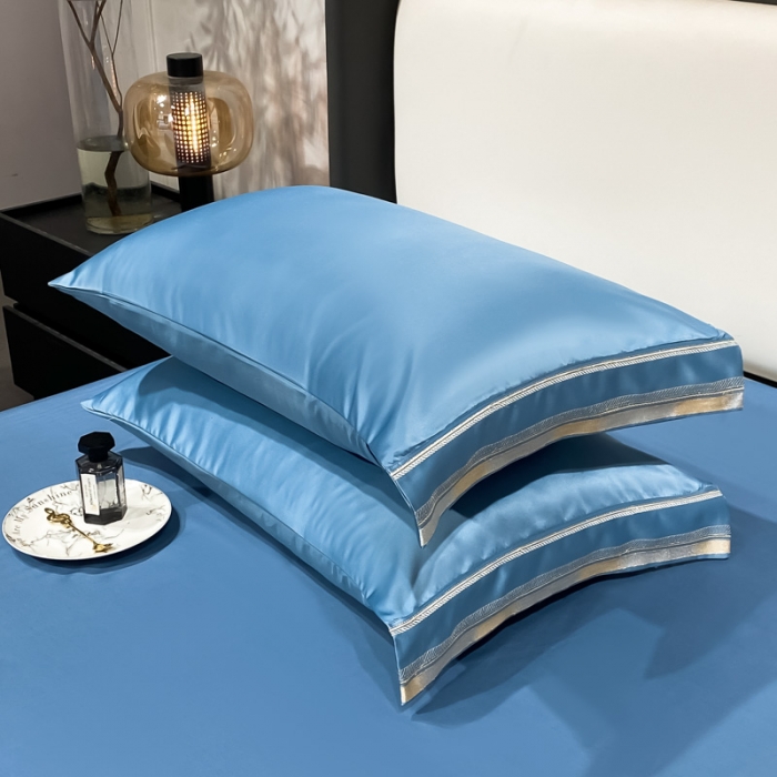 91家纺网 家纺一手货源 找家纺 欧乐蒂 2022新款双面冰丝四件套-典雅 宾利蓝