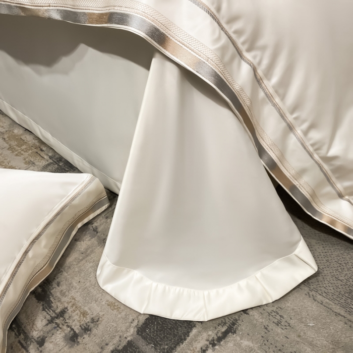 91家纺网 家纺一手货源 找家纺 欧乐蒂 2022新款双面冰丝四件套-典雅 典雅白