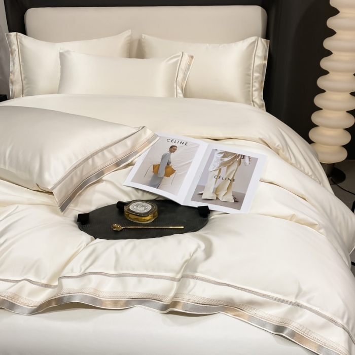 91家纺网 家纺一手货源 找家纺 欧乐蒂 2022新款双面冰丝四件套-典雅 典雅白