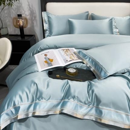 欧乐蒂 2022新款双面冰丝四件套-典雅 梵星蓝