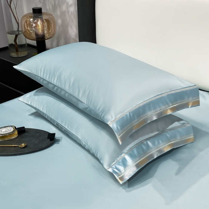 91家纺网 家纺一手货源 找家纺 欧乐蒂 2022新款双面冰丝四件套-典雅 梵星蓝