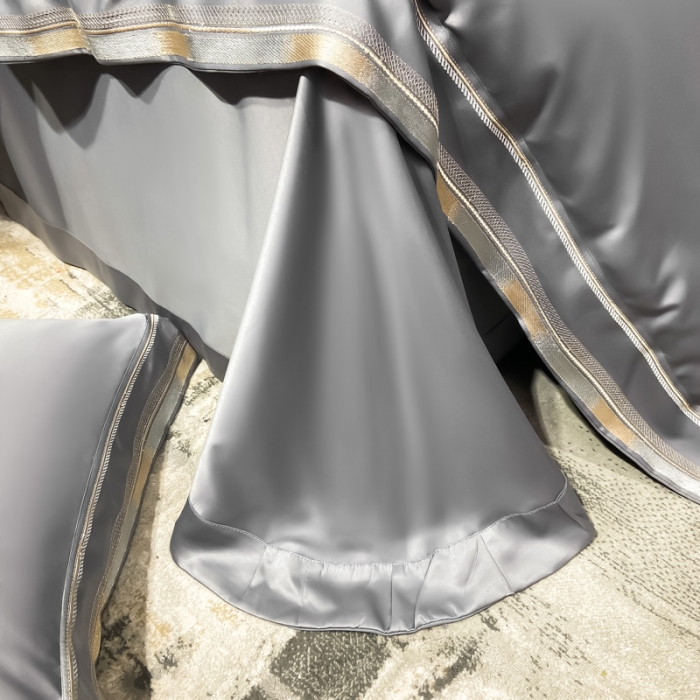 91家纺网 家纺一手货源 找家纺 欧乐蒂 2022新款双面冰丝四件套-典雅 高级灰