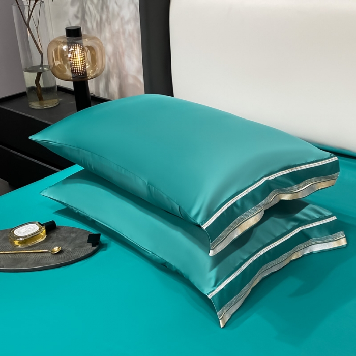 91家纺网 家纺一手货源 找家纺 欧乐蒂 2022新款双面冰丝四件套-典雅 墨绿色