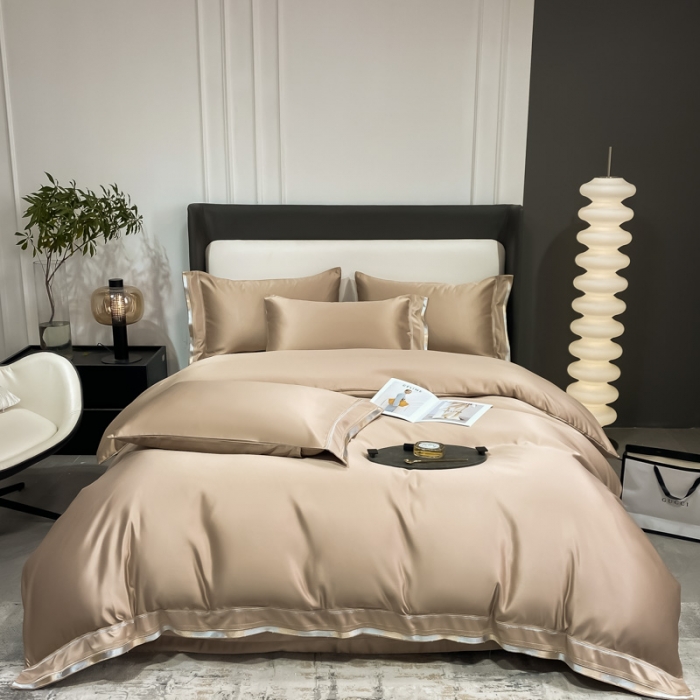 91家纺网 家纺一手货源 找家纺 欧乐蒂 2022新款双面冰丝四件套-典雅 香槟金