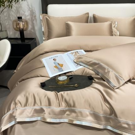 欧乐蒂 2022新款双面冰丝四件套-典雅 香槟金