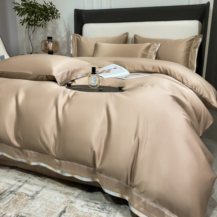 91家纺网 家纺一手货源 找家纺 欧乐蒂 2022新款双面冰丝四件套-典雅 香槟金