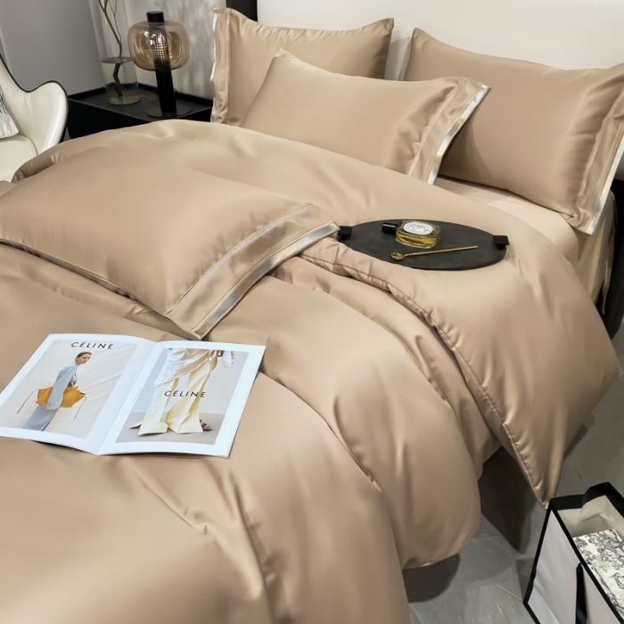 91家纺网 家纺一手货源 找家纺 欧乐蒂 2022新款双面冰丝四件套-典雅 香槟金