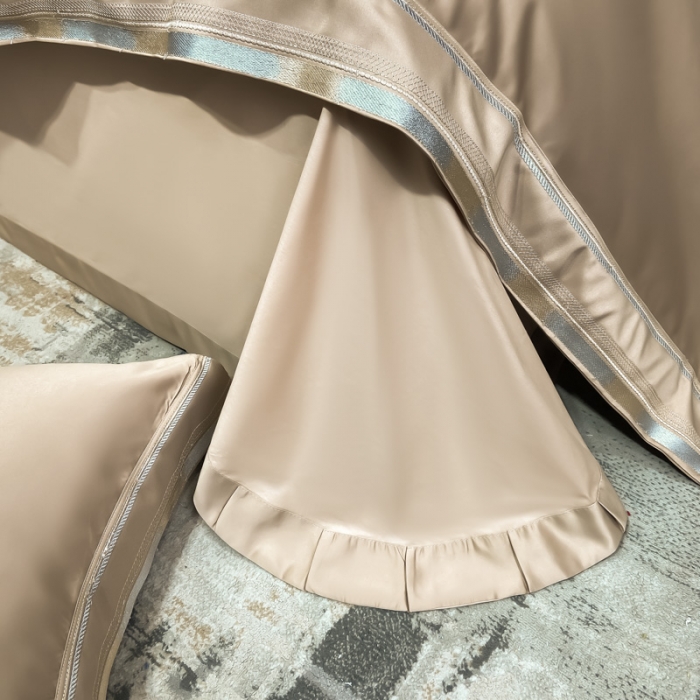 91家纺网 家纺一手货源 找家纺 欧乐蒂 2022新款双面冰丝四件套-典雅 香槟金