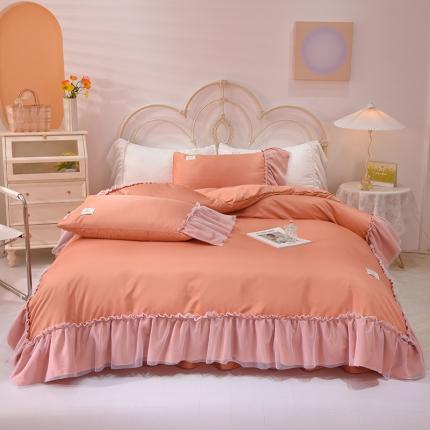 91家纺网 家纺一手货源 找家纺 （总）艾米2025新款水洗真丝双层鱼尾边四件套-梦丽纱系列