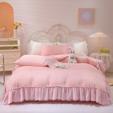 91家纺网 家纺一手货源 找家纺 （总）艾米2025新款水洗真丝双层鱼尾边四件套-梦丽纱系列