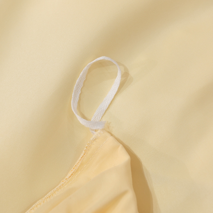 91家纺网 家纺一手货源 找家纺 艾米2025新款水洗真丝双层鱼尾边四件套-梦丽纱系列 鹅黄