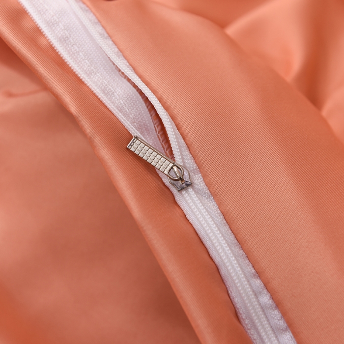 91家纺网 家纺一手货源 找家纺 艾米2025新款水洗真丝双层鱼尾边四件套-梦丽纱系列橘色