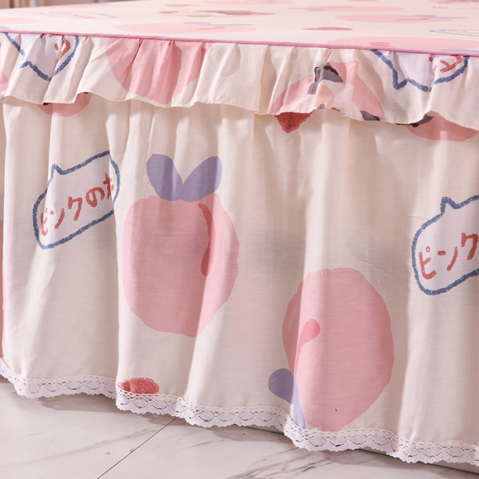 91家纺网 家纺一手货源 找家纺 美达 2025全棉蕾丝小花边单床裙 白桃女孩