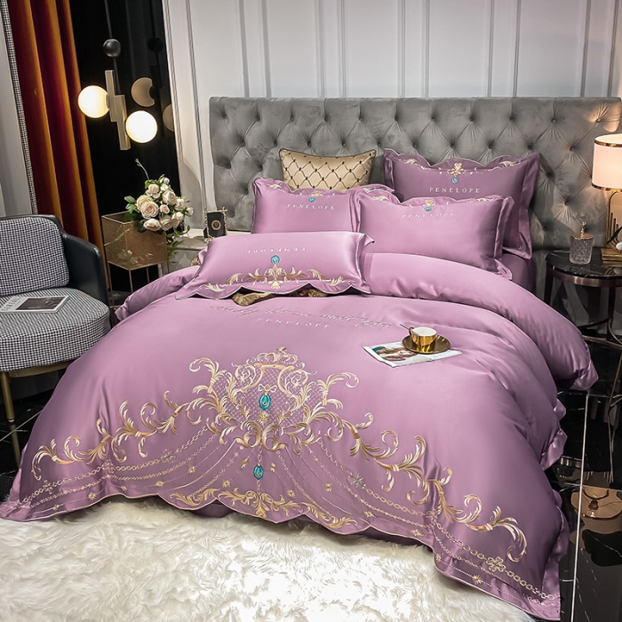 91家纺网 家纺一手货源 找家纺 欧乐蒂 2022新款A版60支水洗真丝B版纯棉四件套欧雅 欧雅-豆沙