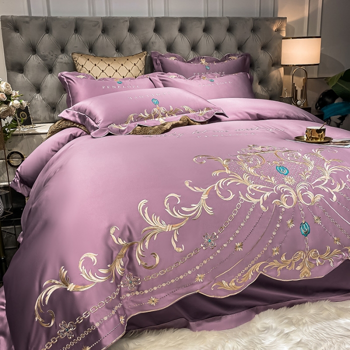 91家纺网 家纺一手货源 找家纺 欧乐蒂 2022新款A版60支水洗真丝B版纯棉四件套欧雅 欧雅-豆沙