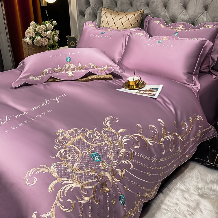 91家纺网 家纺一手货源 找家纺 欧乐蒂 2022新款A版60支水洗真丝B版纯棉四件套欧雅 欧雅-豆沙