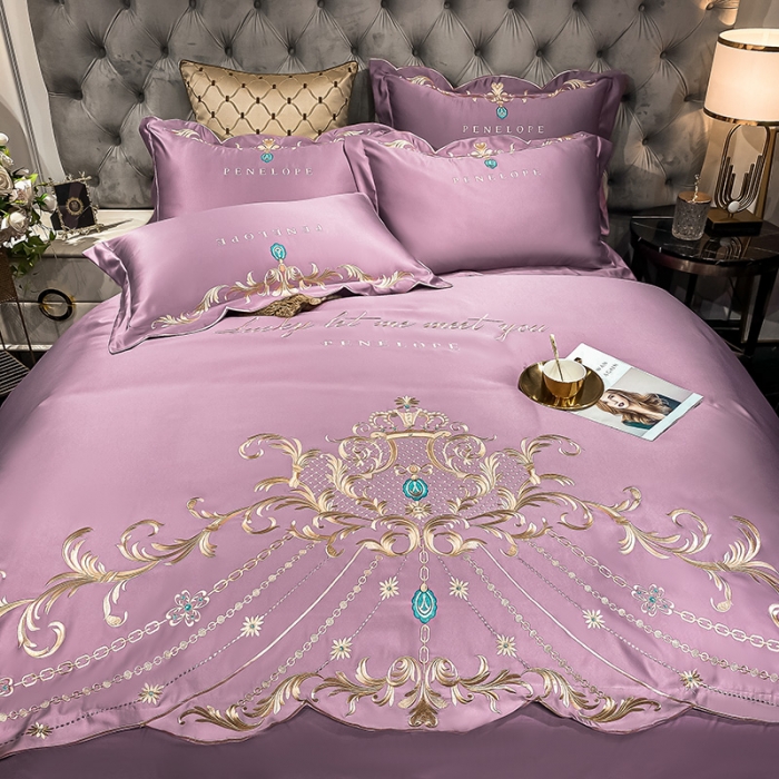 91家纺网 家纺一手货源 找家纺 欧乐蒂 2022新款A版60支水洗真丝B版纯棉四件套欧雅 欧雅-豆沙