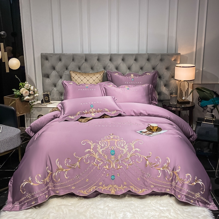 91家纺网 家纺一手货源 找家纺 欧乐蒂 2022新款A版60支水洗真丝B版纯棉四件套欧雅 欧雅-豆沙