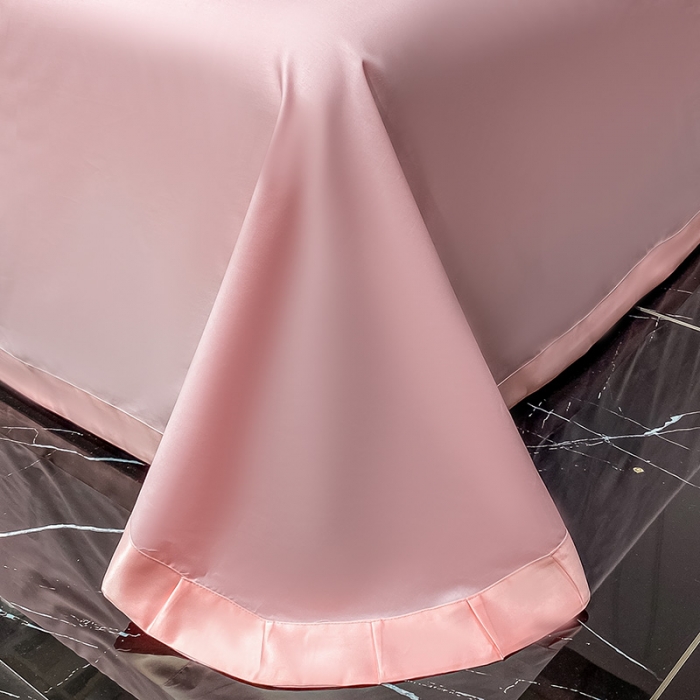 91家纺网 家纺一手货源 找家纺 欧乐蒂 2022新款A版60支水洗真丝B版纯棉四件套欧雅 欧雅-粉色