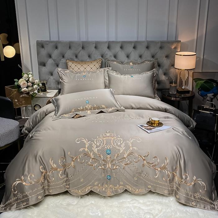 91家纺网 家纺一手货源 找家纺 欧乐蒂 2022新款A版60支水洗真丝B版纯棉四件套欧雅 欧雅-高级灰