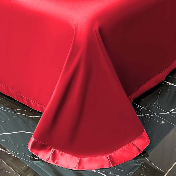 91家纺网 家纺一手货源 找家纺 欧乐蒂 2022新款A版60支水洗真丝B版纯棉四件套欧雅 欧雅-酒红