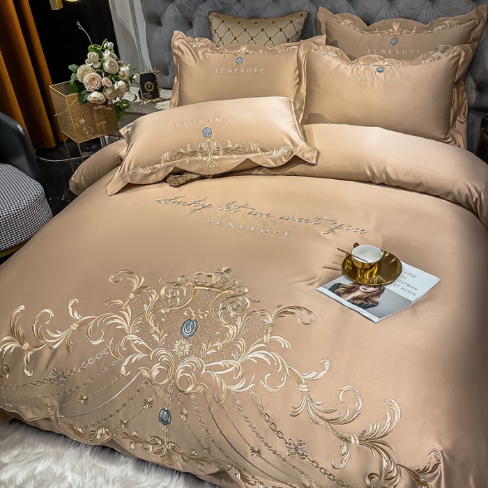 91家纺网 家纺一手货源 找家纺 欧乐蒂 2022新款A版60支水洗真丝B版纯棉四件套欧雅 欧雅-香槟