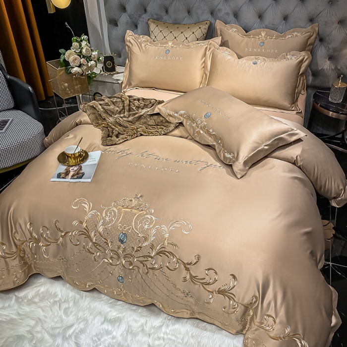 91家纺网 家纺一手货源 找家纺 欧乐蒂 2022新款A版60支水洗真丝B版纯棉四件套欧雅 欧雅-香槟