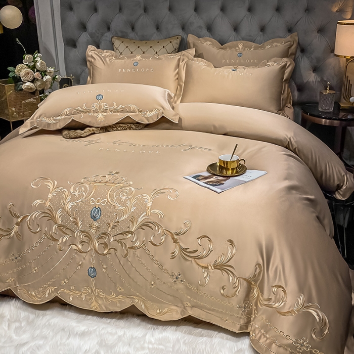 91家纺网 家纺一手货源 找家纺 欧乐蒂 2022新款A版60支水洗真丝B版纯棉四件套欧雅 欧雅-香槟