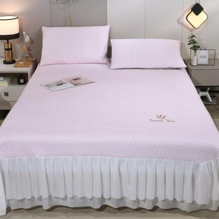 91家纺网 家纺一手货源 找家纺 （总）新月家纺  2022新款冰豆豆蕾丝床裙款凉感席凉席三件套